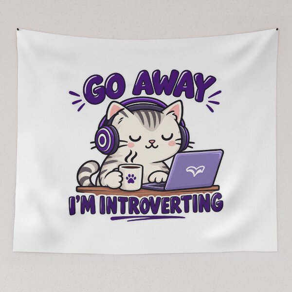 Item preview, Go Away I'm Introverting - Cute Kawaii Cat WFH Gamer Quote designed and sold by Final Chance Designs⭐️⭐️⭐️⭐️⭐️.