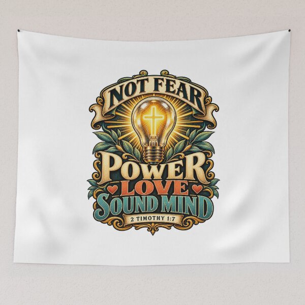 Item preview, 2 Timothy 1:7 – Power Love Sound Mind Christian Bible Verse designed and sold by FaithArt777.