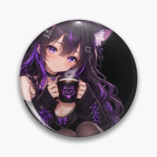 Item preview, Midnight Coffee: Gothic Anime Catgirl designed and sold by Kubbykat.