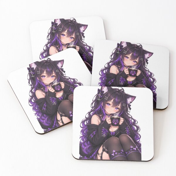 Item preview, Midnight Coffee: Gothic Anime Catgirl designed and sold by Kubbykat.