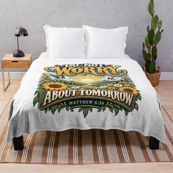 Item preview, Matthew 6:34 Do Not Worry About Tomorrow—Christian Bible Verse designed and sold by FaithArt777.