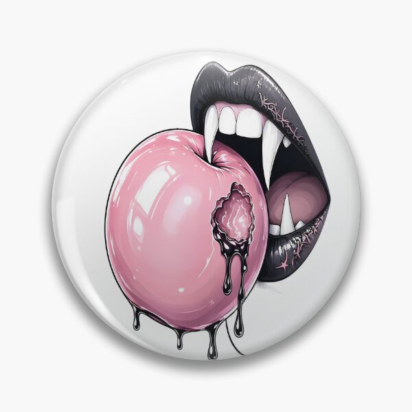 Item preview, Gothic Black Lips Biting Pink Poison Apple designed and sold by CraftyValley.