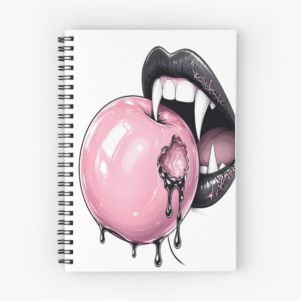 Item preview, Gothic Black Lips Biting Pink Poison Apple designed and sold by CraftyValley.