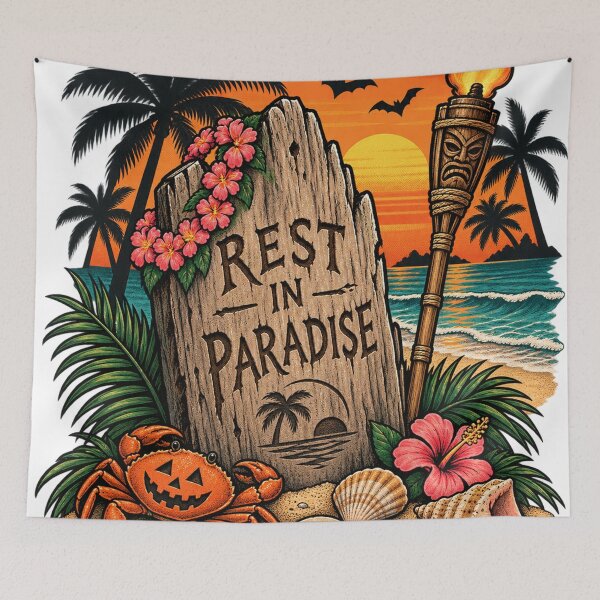 Item preview, Rest in Paradise – Tropical Halloween Beach Tombstone designed and sold by mnkyride.