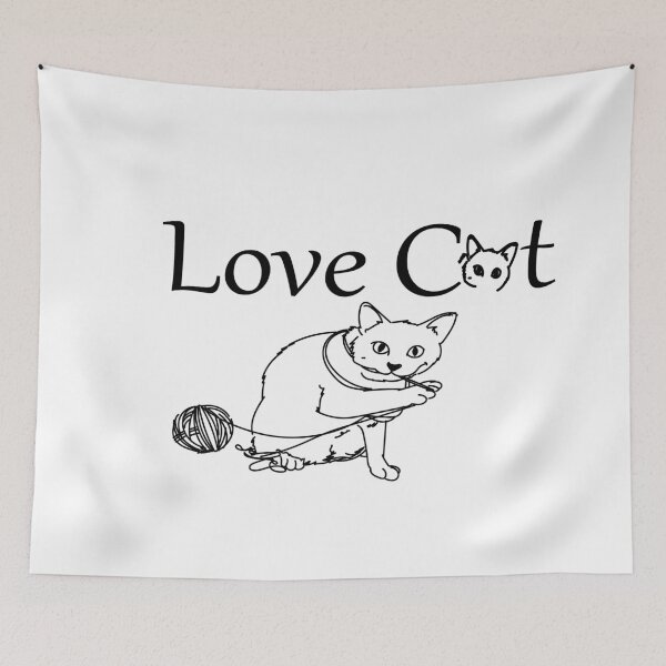 Item preview, Minimalist "Love Cat" Line Art Graphic Illustration | Playful Kitten with Yarn Design  Main Tag designed and sold by Carftora786.