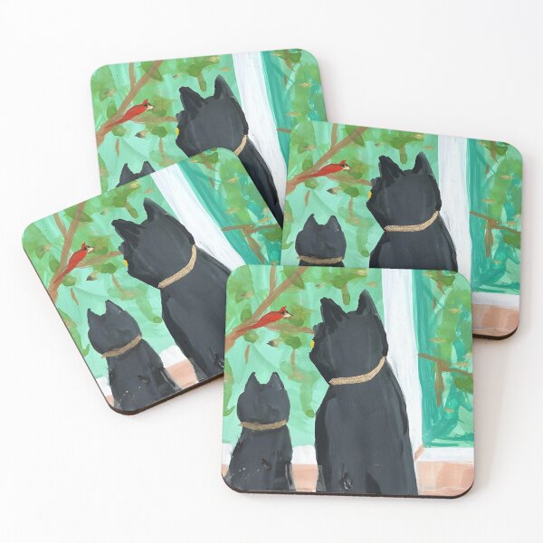 Item preview, Curious Kitties Watching Red Songbird designed and sold by startruth.