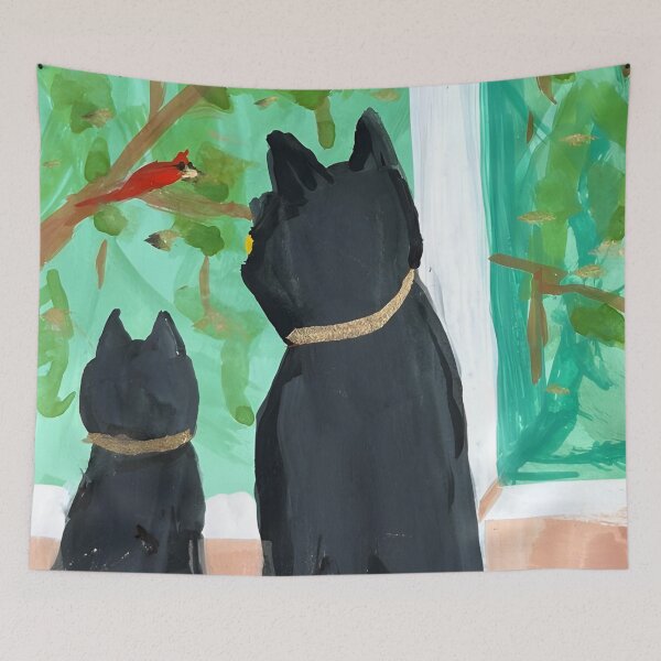 Item preview, Curious Kitties Watching Red Songbird designed and sold by startruth.