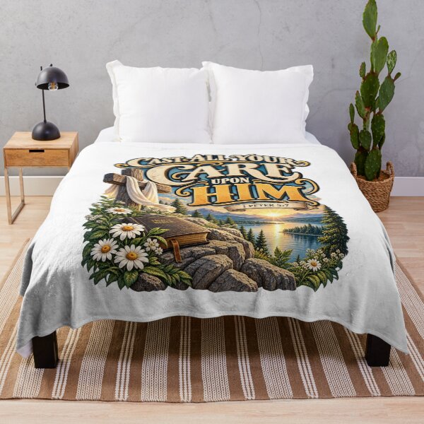 Item preview, 1 Peter 5:7 Cast All Your Care Upon Him – Bible Verse designed and sold by FaithArt777.