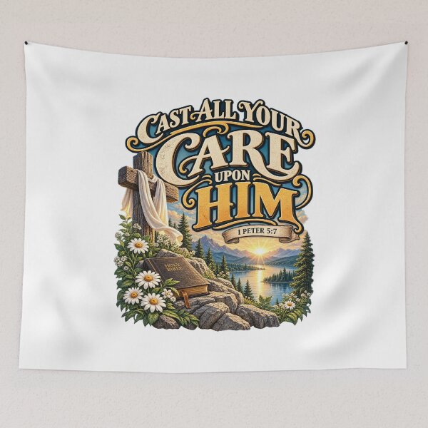 Item preview, 1 Peter 5:7 Cast All Your Care Upon Him – Bible Verse designed and sold by FaithArt777.