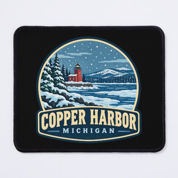 Item preview, Copper Harbor Michigan Winter Lighthouse Travel Badge designed and sold by American Travels.