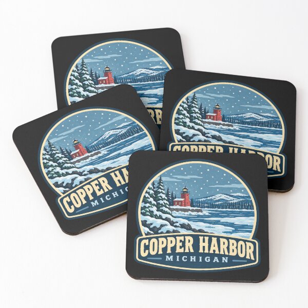 Item preview, Copper Harbor Michigan Winter Lighthouse Travel Badge designed and sold by American Travels.