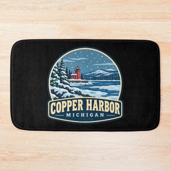 Item preview, Copper Harbor Michigan Winter Lighthouse Travel Badge designed and sold by American Travels.