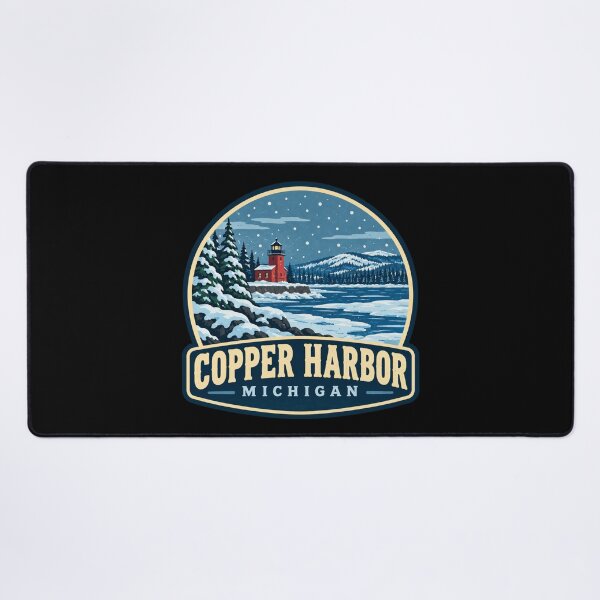 Item preview, Copper Harbor Michigan Winter Lighthouse Travel Badge designed and sold by American Travels.