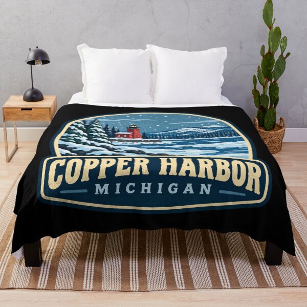 Item preview, Copper Harbor Michigan Winter Lighthouse Travel Badge designed and sold by American Travels.