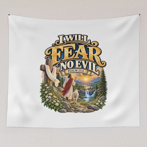 Item preview, Psalm 23:4 I Will Fear No Evil – Christian Bible Verse designed and sold by FaithArt777.