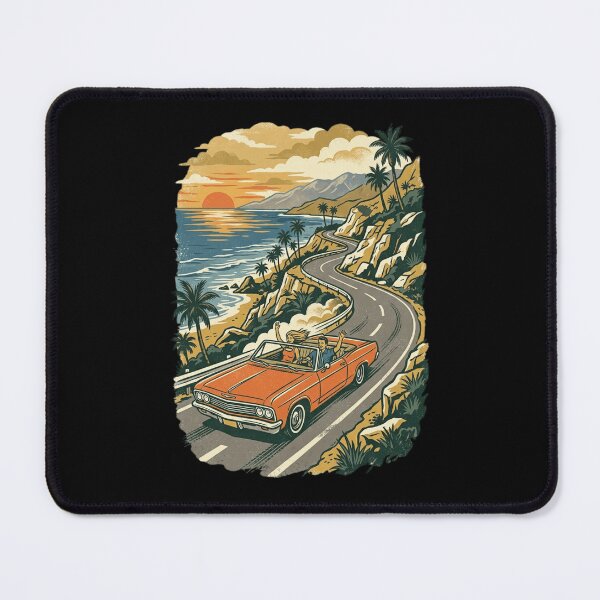 Item preview, Pacific Coast Highway Convertible Sunset Drive Retro Vintage Art designed and sold by mood-draftsman.