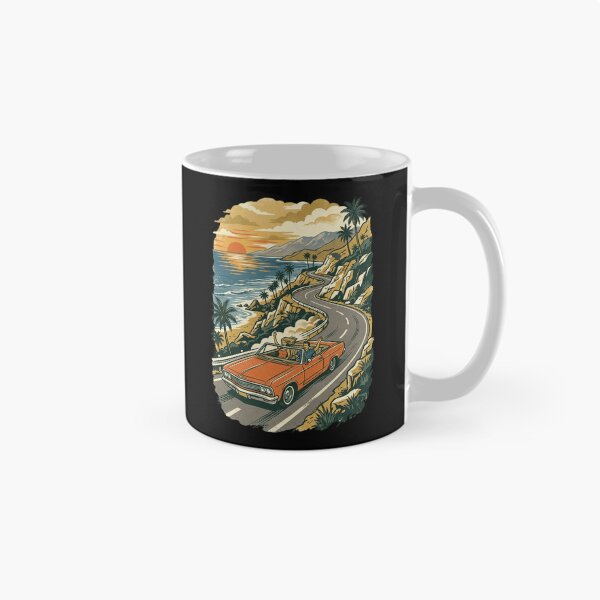 Item preview, Pacific Coast Highway Convertible Sunset Drive Retro Vintage Art designed and sold by mood-draftsman.