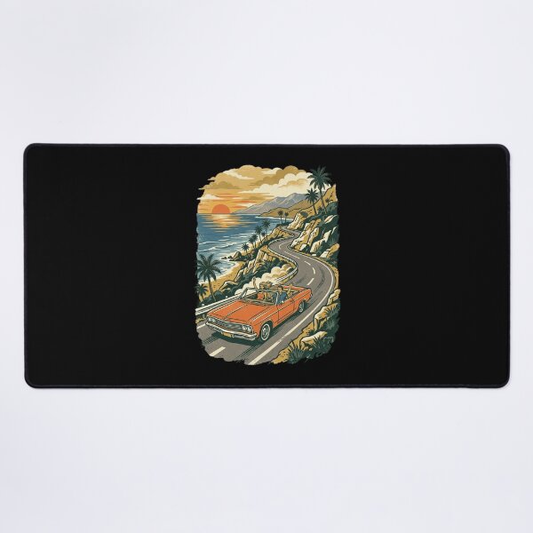 Item preview, Pacific Coast Highway Convertible Sunset Drive Retro Vintage Art designed and sold by mood-draftsman.