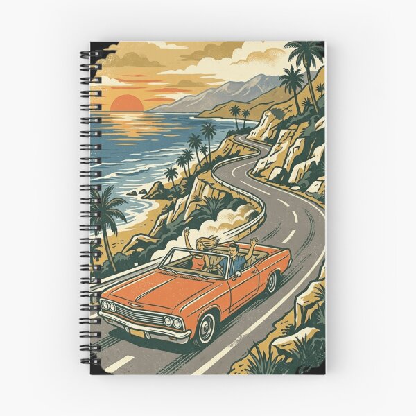 Item preview, Pacific Coast Highway Convertible Sunset Drive Retro Vintage Art designed and sold by mood-draftsman.