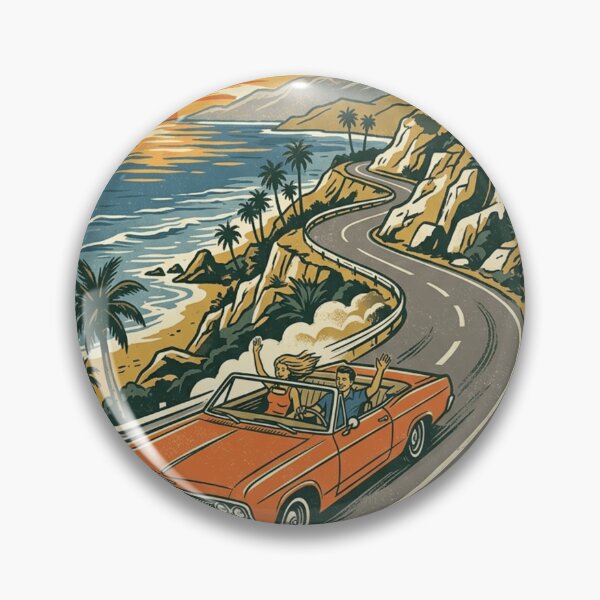 Item preview, Pacific Coast Highway Convertible Sunset Drive Retro Vintage Art designed and sold by mood-draftsman.