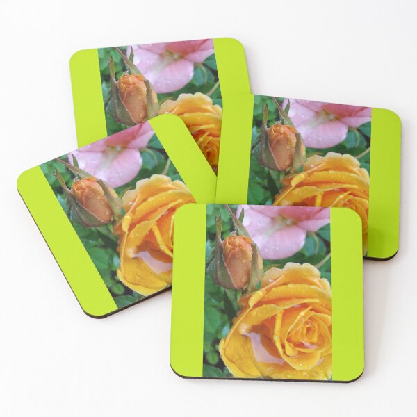 Item preview, Yellow and Pink Roses with Morning Dew Drops designed and sold by ObjectAndNature.