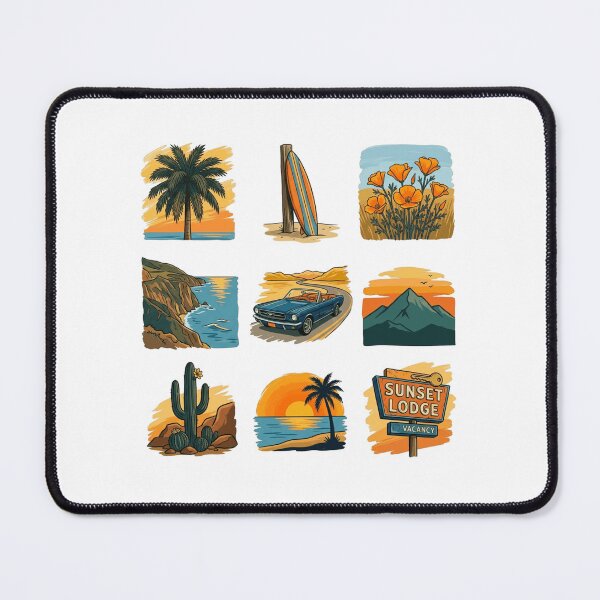 Item preview, California Coast Vintage 70s Travel Sticker Sheet Pack Retro Art designed and sold by mood-draftsman.