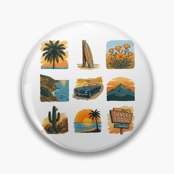 Item preview, California Coast Vintage 70s Travel Sticker Sheet Pack Retro Art designed and sold by mood-draftsman.