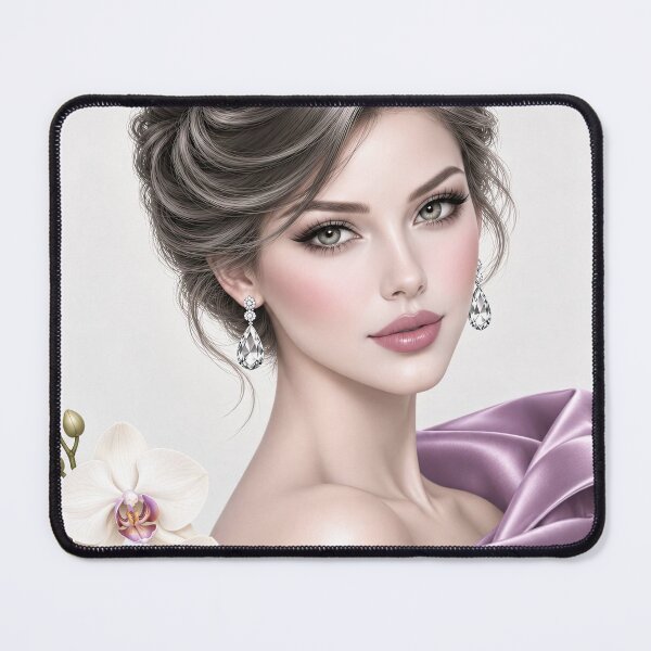 Item preview, Elegant Woman Portrait with Orchid – Luxury Feminine Fashion Art designed and sold by dreamybyana.