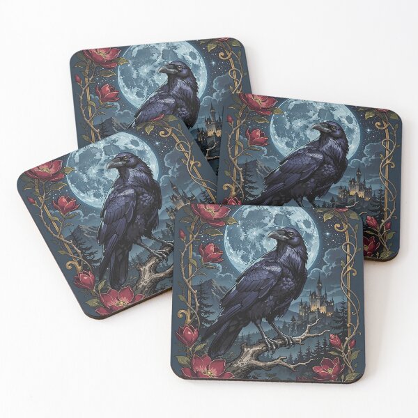 Item preview, Gothic Victorian Raven In Antique Gold Frame With Roses designed and sold by BorgSpareParts.