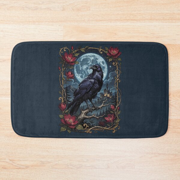 Item preview, Gothic Victorian Raven In Antique Gold Frame With Roses designed and sold by BorgSpareParts.