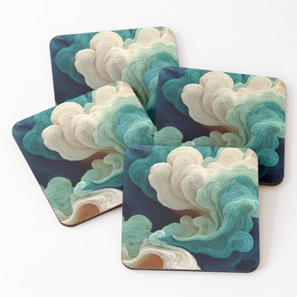 Item preview, Macro Thread Clouds In Teal And Peach designed and sold by Aliforall.