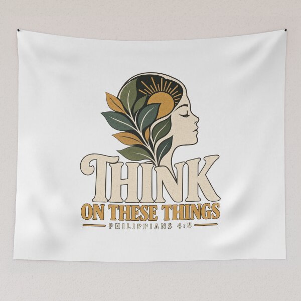Item preview, Think On These Things – Philippians 4:8 Bible Verse designed and sold by FaithArt777.