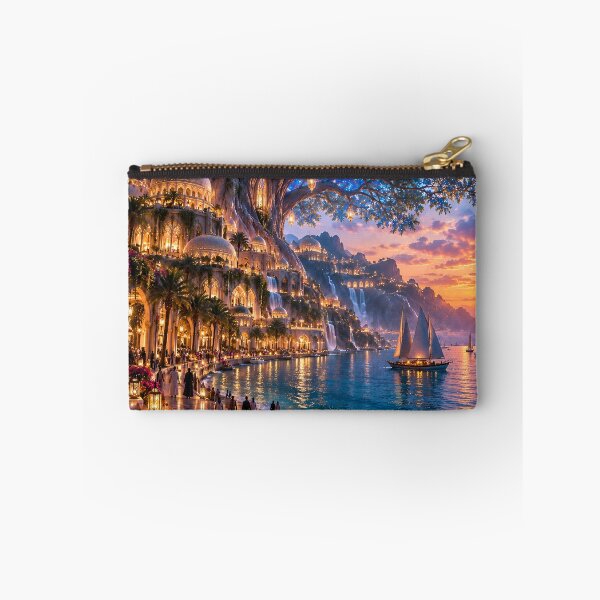 Item preview, Enchanted Tree City by the Sea Fantasy Sunset Landscape designed and sold by IRON SIREN.