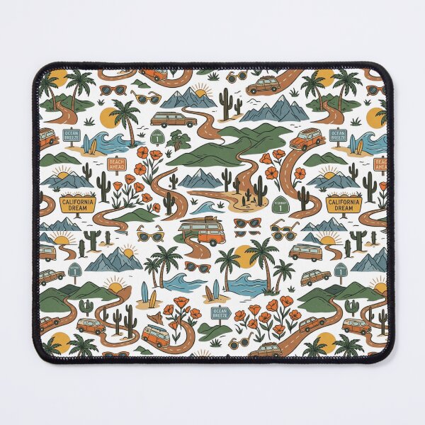 Item preview, Highway 1 California Road Trip Vintage Seamless Pattern Art designed and sold by mood-draftsman.