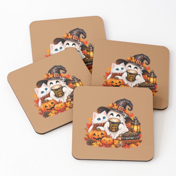 Item preview, Spooky Coffee Cat – Cozy Autumn Halloween designed and sold by Tianjie-Yishu.