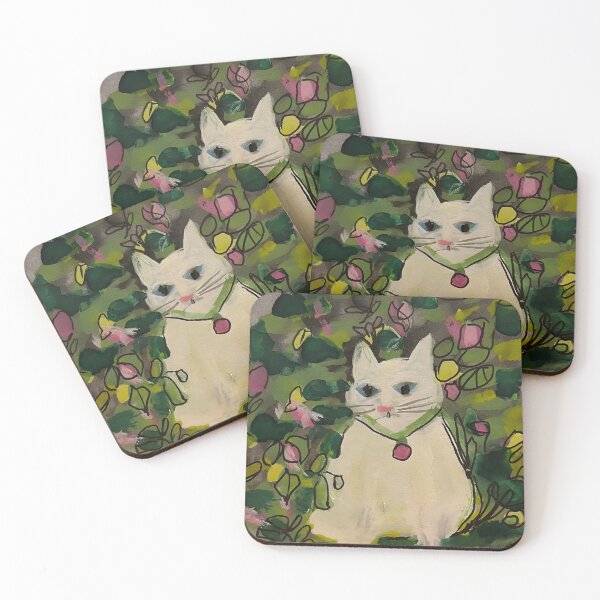 Item preview, Elegant White Kitty in Green Garden designed and sold by startruth.
