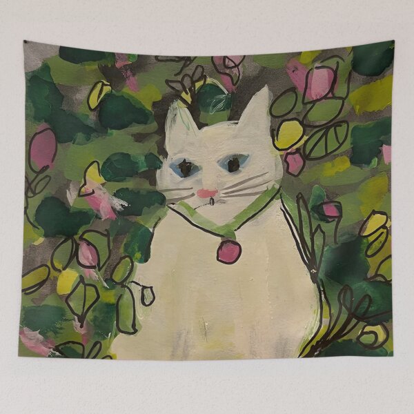 Item preview, Elegant White Kitty in Green Garden designed and sold by startruth.