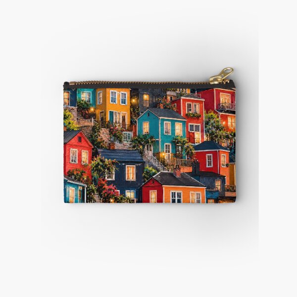 Item preview, Colorful Hillside Village Vibrant Houses Cozy Town Landscape designed and sold by IRON SIREN.