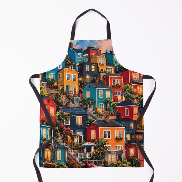Item preview, Colorful Hillside Village Vibrant Houses Cozy Town Landscape designed and sold by IRON SIREN.