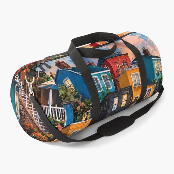 Item preview, Colorful Hillside Village Vibrant Houses Cozy Town Landscape designed and sold by IRON SIREN.