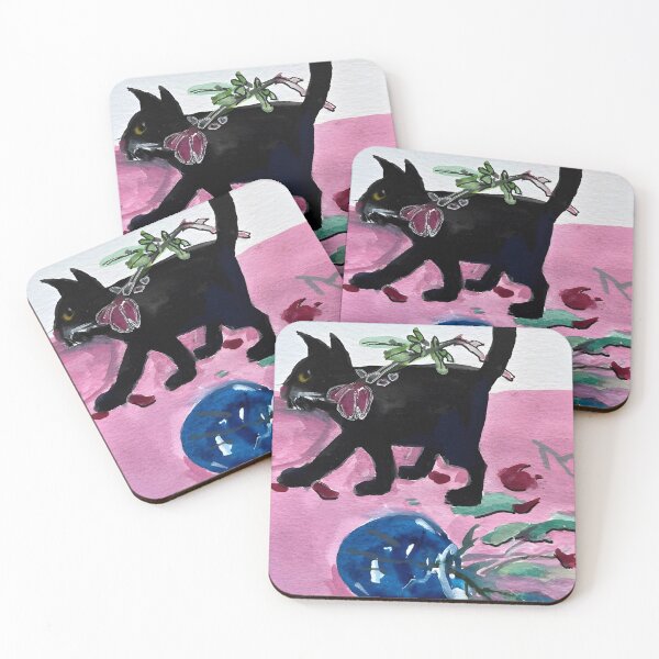Item preview, Playful Black Kitty & Fallen Blue Pot designed and sold by startruth.