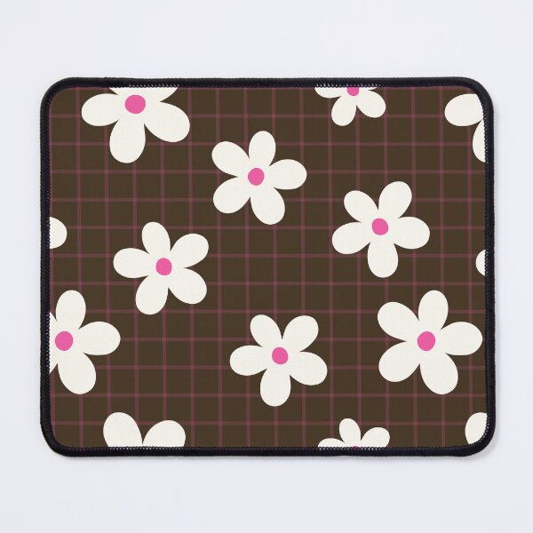 Item preview, Retro Daisy Floral Brown Grid Pattern designed and sold by jianina-alondra.