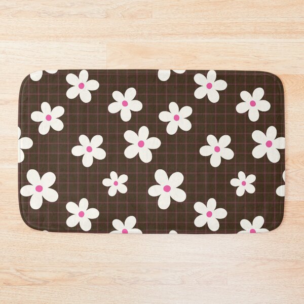 Item preview, Retro Daisy Floral Brown Grid Pattern designed and sold by jianina-alondra.