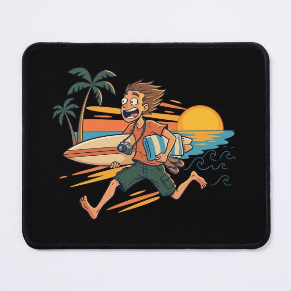 Item preview, Excited Beach Vacation Surfer Funny Tourist Running Retro Cartoon Art designed and sold by mood-draftsman.