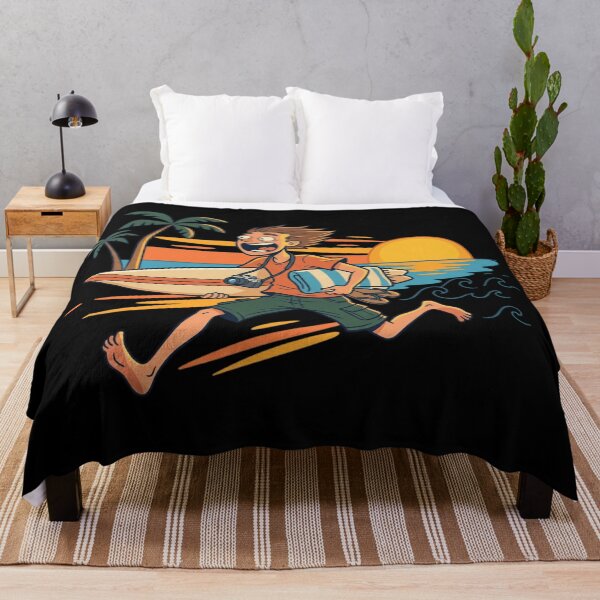 Item preview, Excited Beach Vacation Surfer Funny Tourist Running Retro Cartoon Art designed and sold by mood-draftsman.