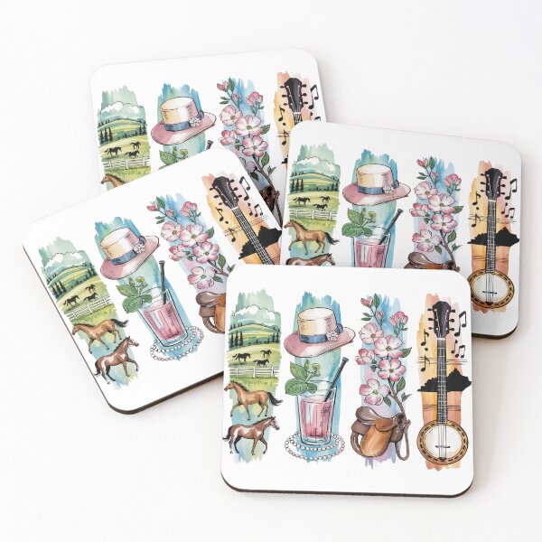 Item preview, Kentucky Bluegrass Watercolor – Horses, Julep & Banjo designed and sold by Marie Gems.