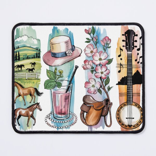 Item preview, Kentucky Bluegrass Watercolor – Horses, Julep & Banjo designed and sold by Marie Gems.