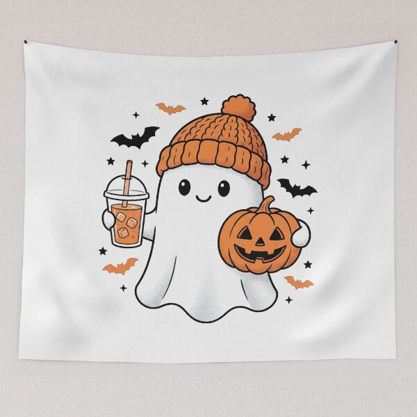 Item preview, Spooky & Iced  Cute Ghost Drinking Pumpkin Spice designed and sold by MizoX7.