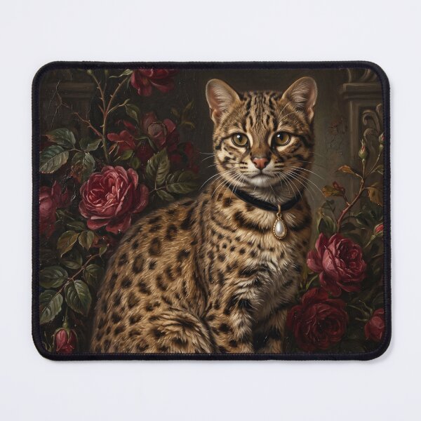 Item preview, Regal Ocelot Portrait with Pearl Pendant designed and sold by Real Beast Art.