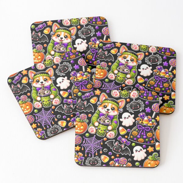Item preview, Kawaii Halloween Corgi Pattern – Cute Frankenstein Dog, Ghosts, Pumpkins, Candy, Bats & Spider Webs designed and sold by ALH Apparel.